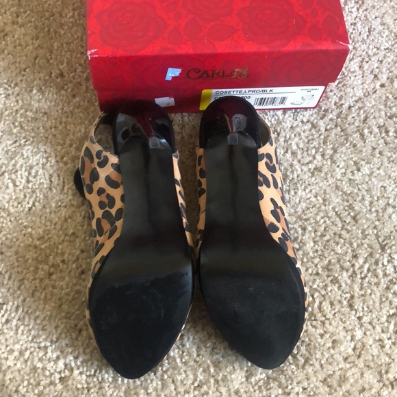 NWB Carlos Santana Cosette Leopard/Black Stiletto Heels 8M - Picture 7 of 15
